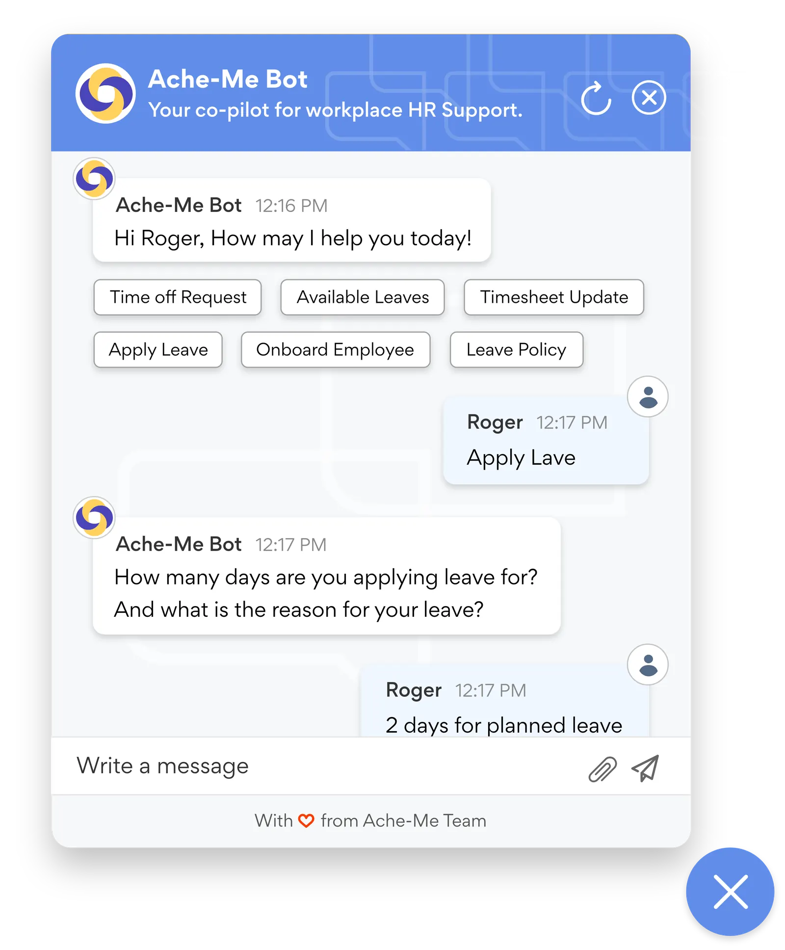 HR support chatbot built by a fellowship team