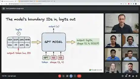 Live class in session — instructor teaching a GPT model walkthrough