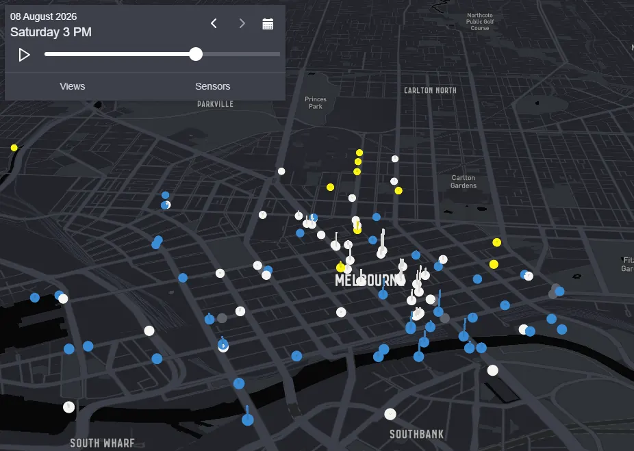 Melbourne CBD — pedestrian sensor network over time
